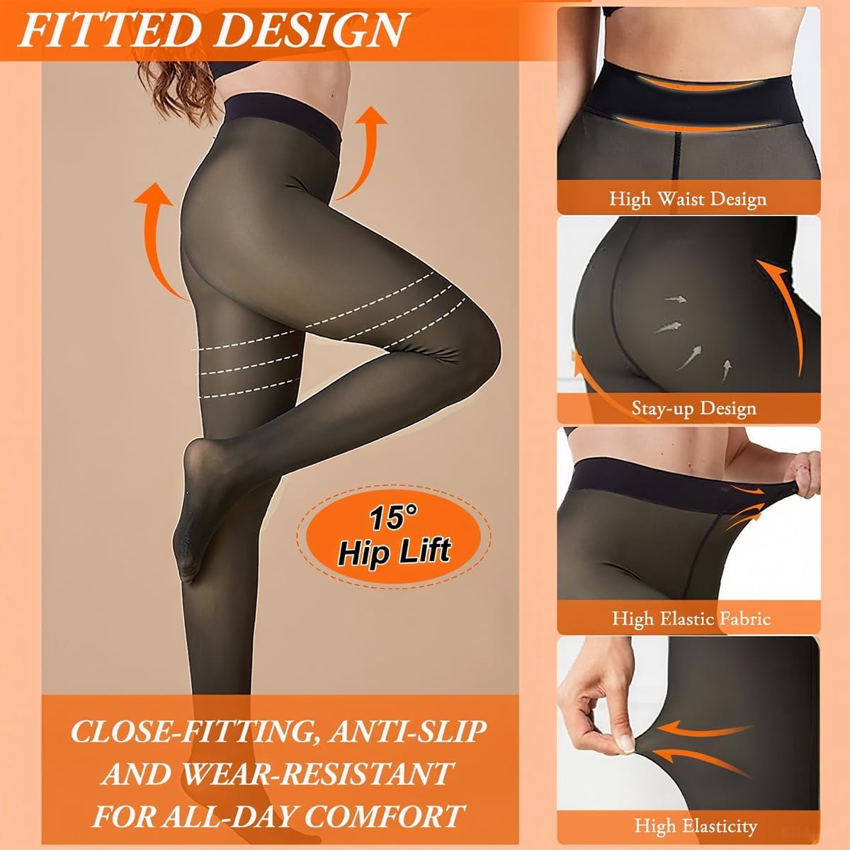 Thermo-panty voor dames, panty voor de winter, warm gevoerde panty, doorschijnende pluche kousen, warme thermische leggings, vormend met hoge tailleband voor koude dagen (2139723410112)