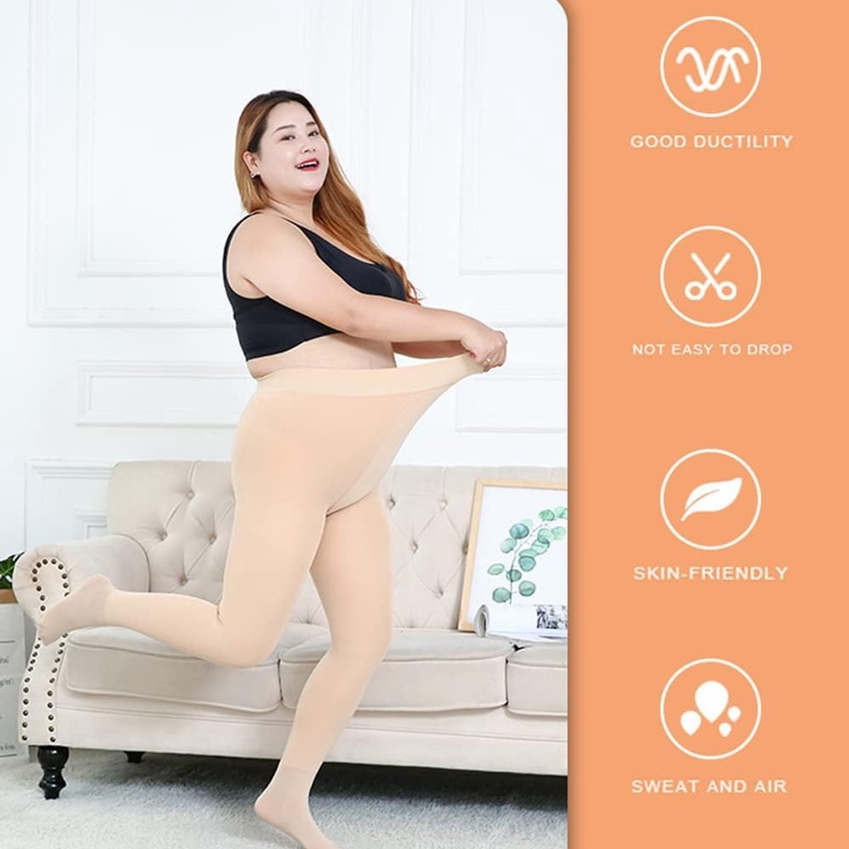 Thermo-panty voor dames, van fleece, plussize, winter, voor buikcontrole, met hoge taille, pluche, elastisch, extra groot, dik (2392408309914)
