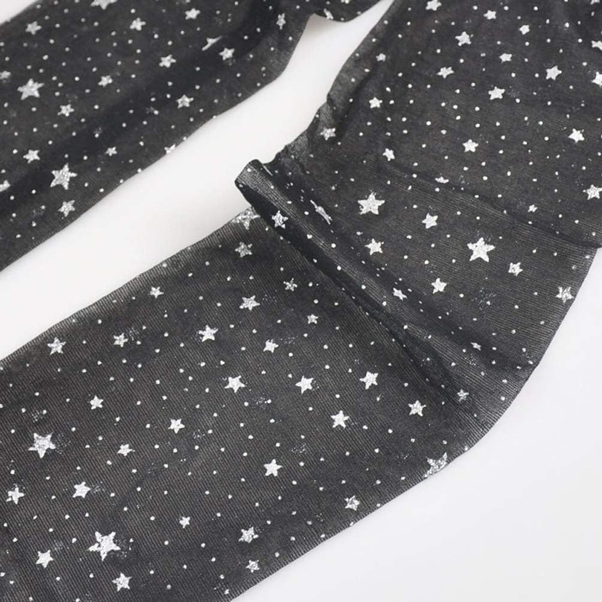 Tights Bling Bling Star High Waist Panty Hose Sparkle Black Ultra Stockings (Black) (2777616592943)