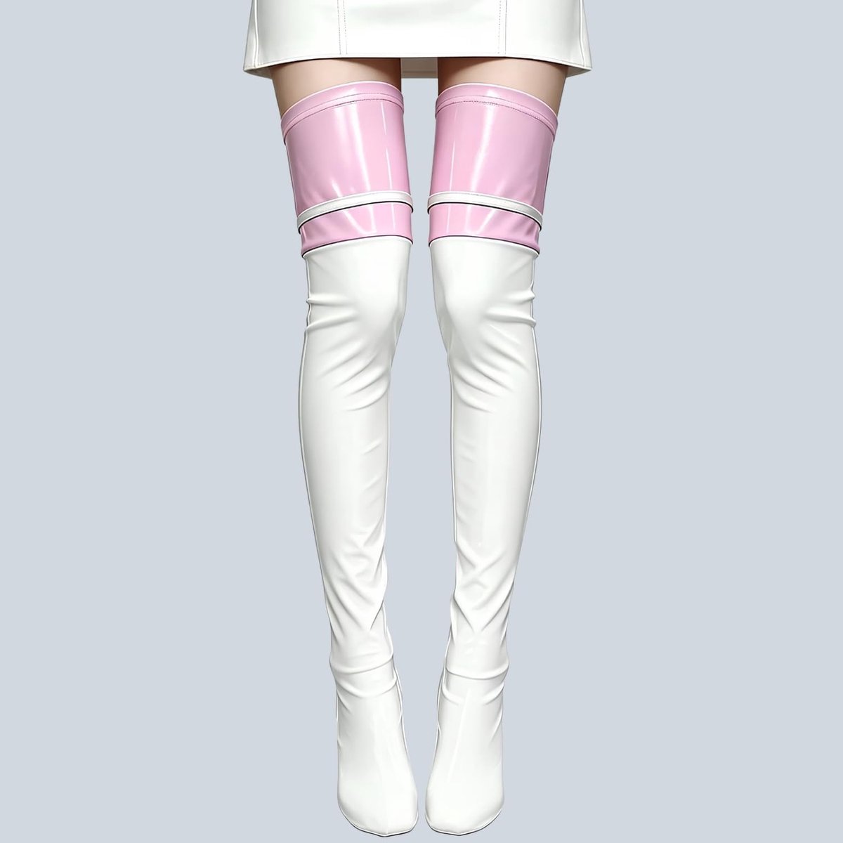 Tweekleurig, lakleder, overknee, sexy glanzende latex kousen, strak, wetlook, halterloze kniekousen, kunstleer, panty, Halloween, glanzend, clubwear, cosplay, lingerie (2294778363506)