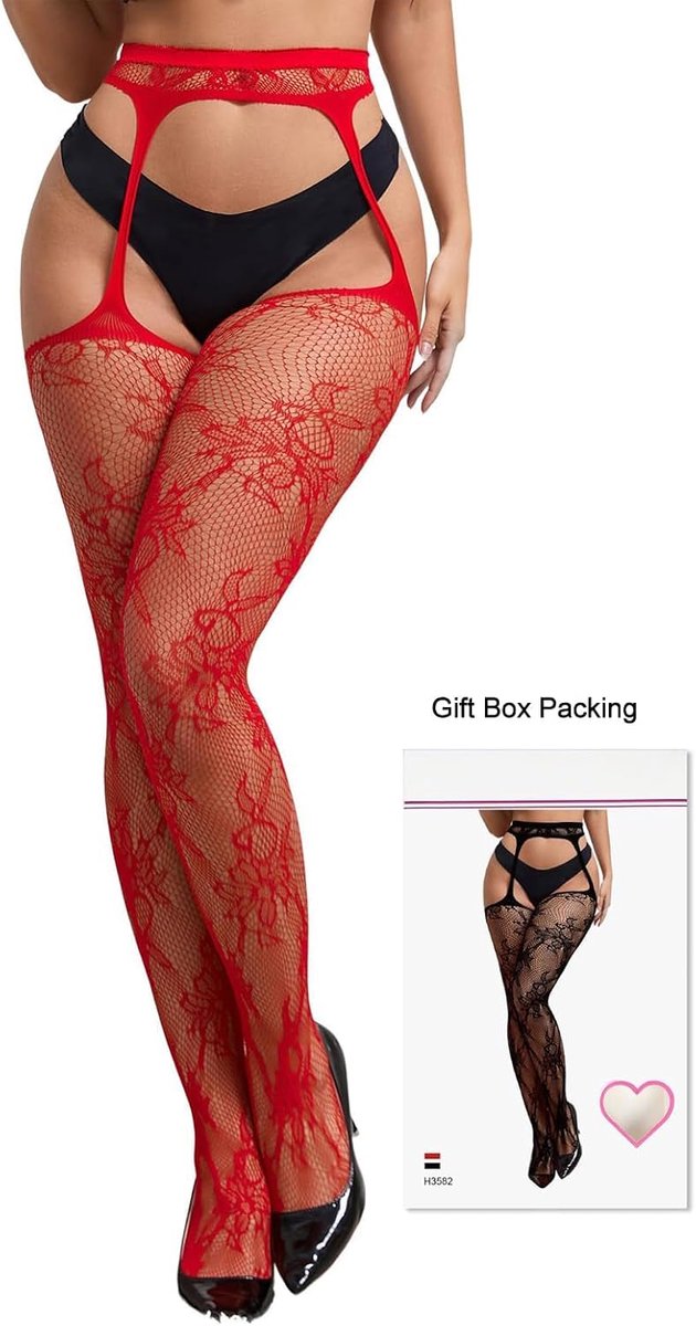 Visnet panty dij hoge kousen set sexy mesh panty jarretel plus size visnet voor Halloween (2897864183806)