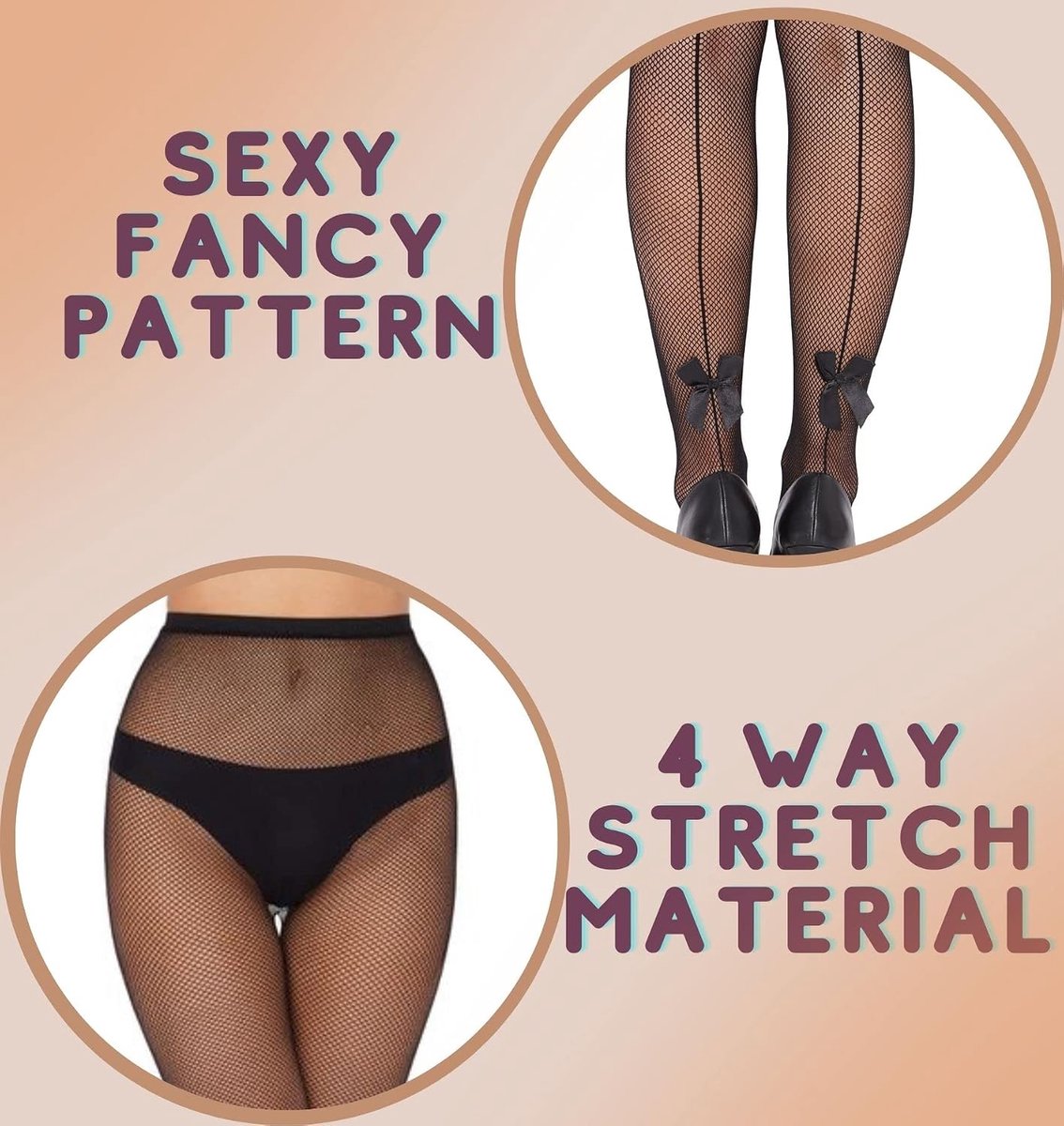 Visnet panty voor vrouwen met strikken, sprankelende kous dames patroon panty sexy look party midden taille elastaan kousen zwart genaaid one size SE, Patroon 1, Eén maat (2744137721039)