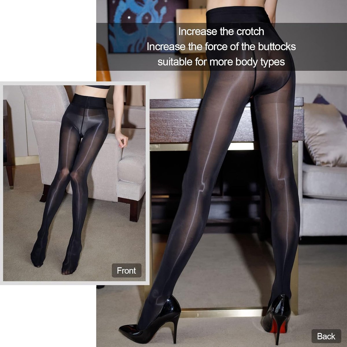 Vrouwen Vette Glanzende Panty, 8 Denier Hoge Stretch Zijdeachtige Panty, Sheer Panty, Kousen (2568091484041)